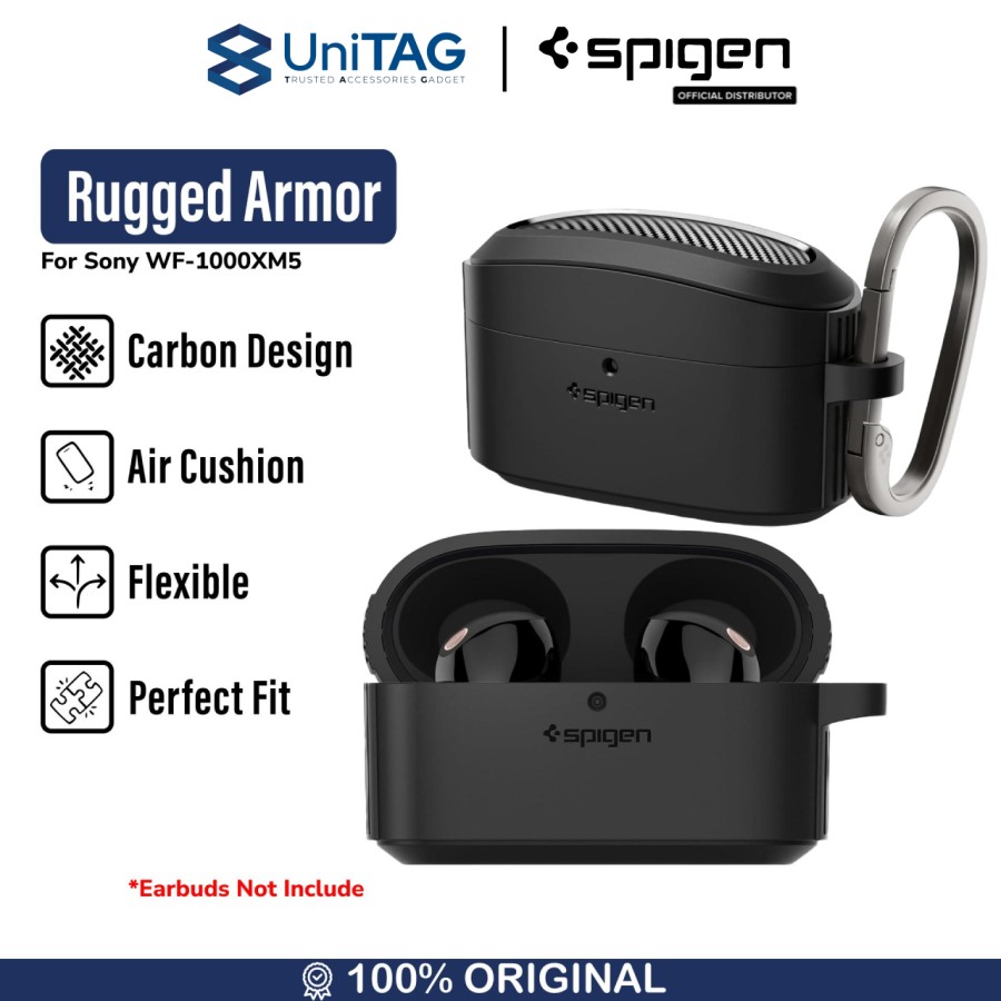 Spigen Sony WF-1000XM5 Case Rugged Armor - Matte Black ACS07086