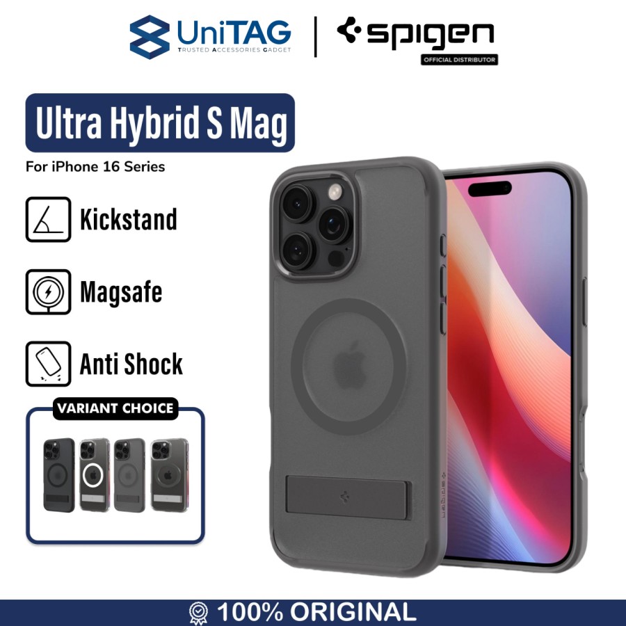 Spigen iPhone 16 Pro Max Case Magsafe + Stand Ultra Hybrid S MagFit - Frost Gray ACS08378
