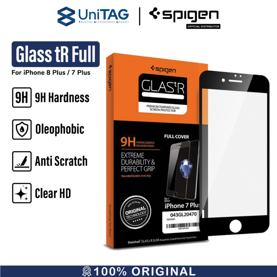 Spigen iPhone 8 / 7 Plus Tempered Glass Full Cover 1 Pack GlastR Slim - Black 043GL20470