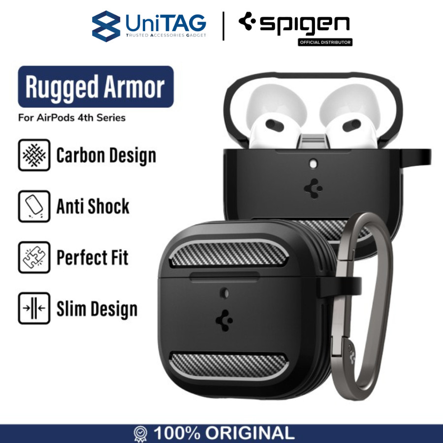 Spigen AirPods 4th Case Rugged Armor - Matte Black ACS08642
