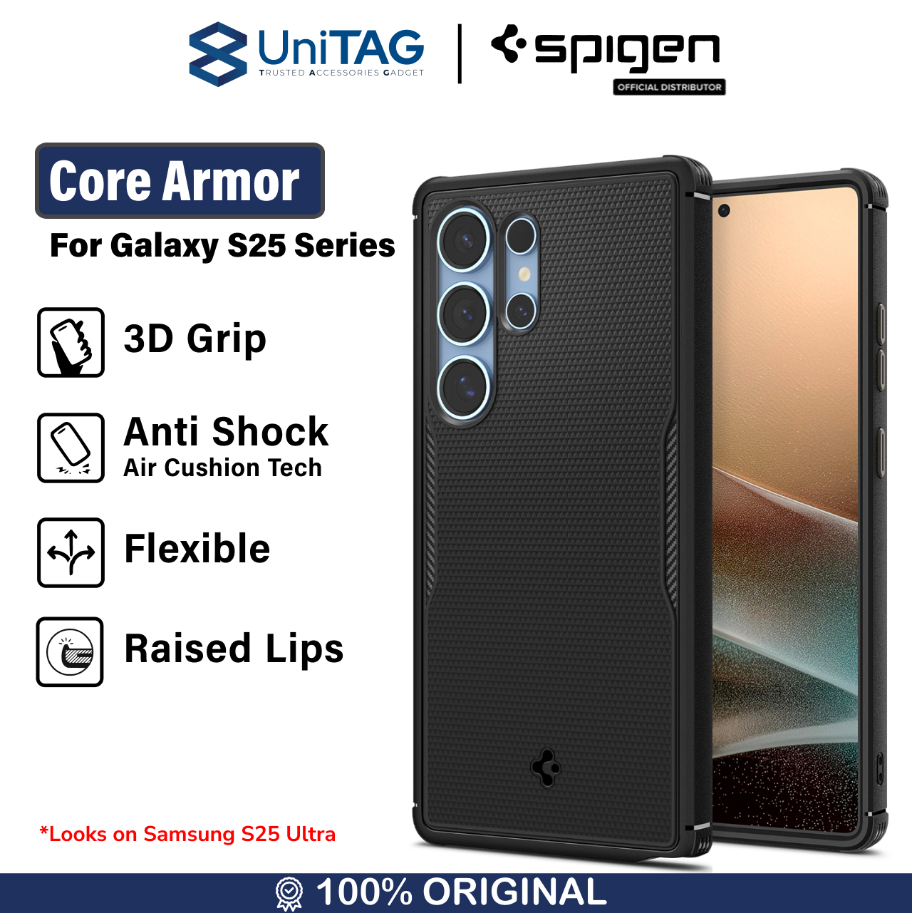 Spigen Galaxy S25 Case Magsafe Core Armor MagFit - Matte Black ACS08924 (Offline SKU)