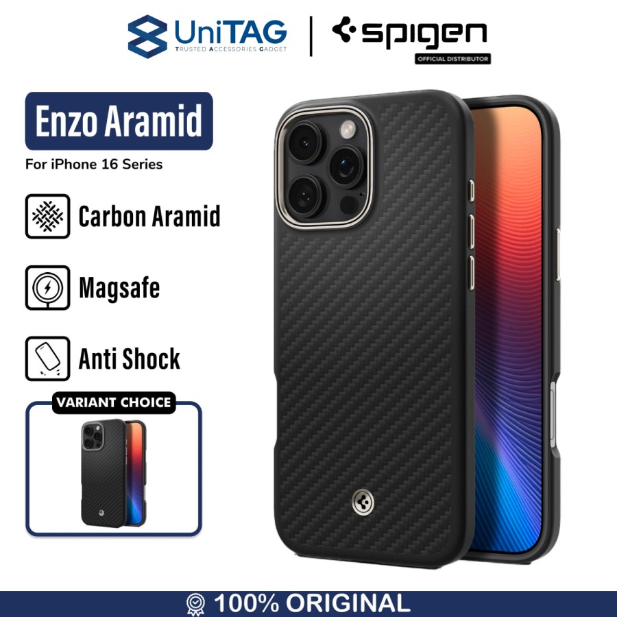 Spigen iPhone 16 Pro Max Case Carbon Enzo Aramid - Black Natural ACS08501