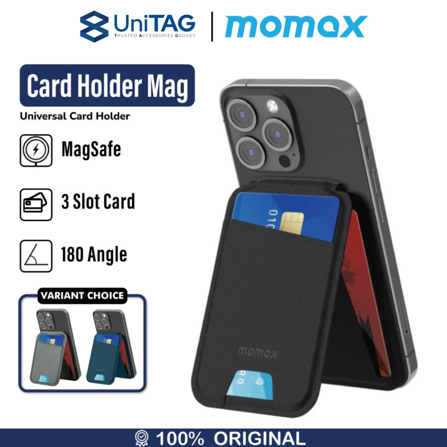 Momax Card Holder Kartu Magsafe Stand 1-Wallet - Black SR29D
