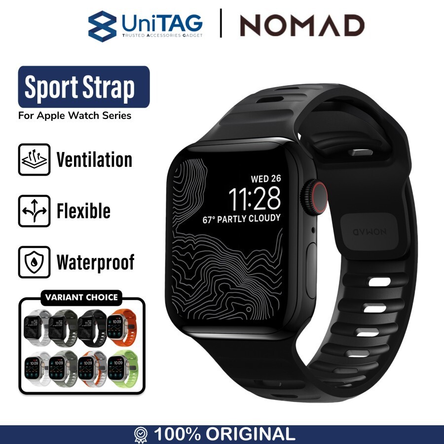 Nomad Apple Watch 49mm / 46mm / 45mm / 44mm / 42mm (Series 3 / 2 / 1) Strap Sport Band - Black NM1Am10000