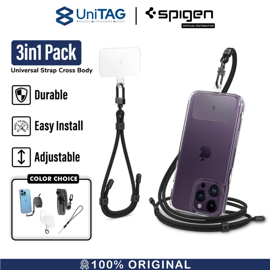 Spigen Strap Cross Body Strap + Wrist Strap + ConTag Universal Full Strap Set - Black AFA06259