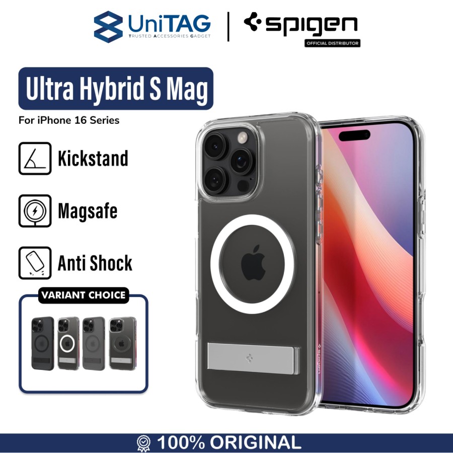 Spigen iPhone 16 Pro Case Magsafe + Stand Ultra Hybrid S MagFit - Crystal Clear ACS08142