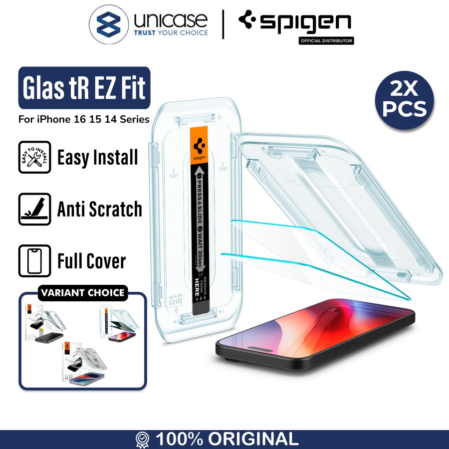 Spigen iPhone 14 Plus / 13 Pro Max Tempered Glass with Tray 2 Pack GlastR EZ Fit - Transparency AGL03375