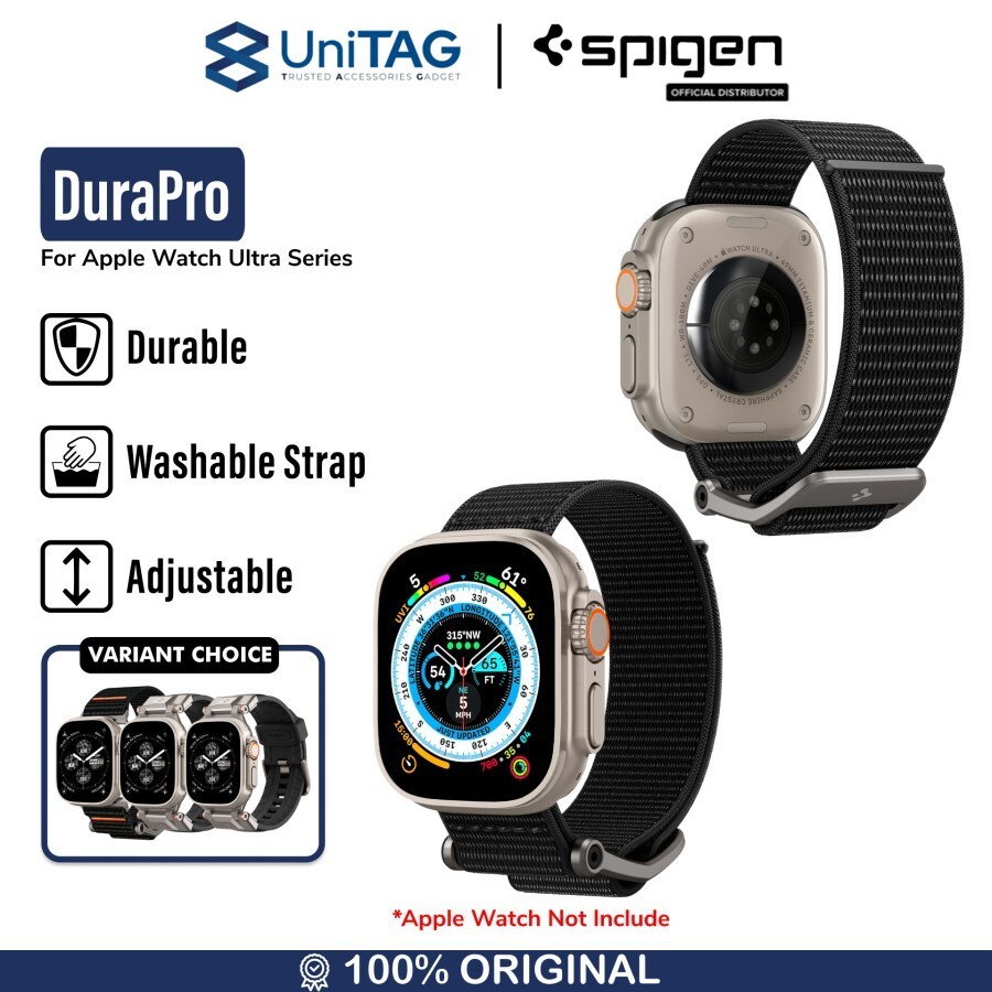 Spigen Apple Watch 49mm / 46mm / 45mm / 44mm / 42mm (Series 3 / 2 / 1) Strap Watch DuraPro Flex - Black AMP02465