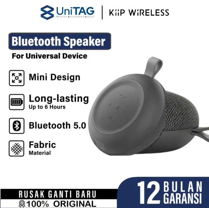 KiiP Wireless Speaker Y6 Round Portable - Gray KP-WS-Y6-GRY