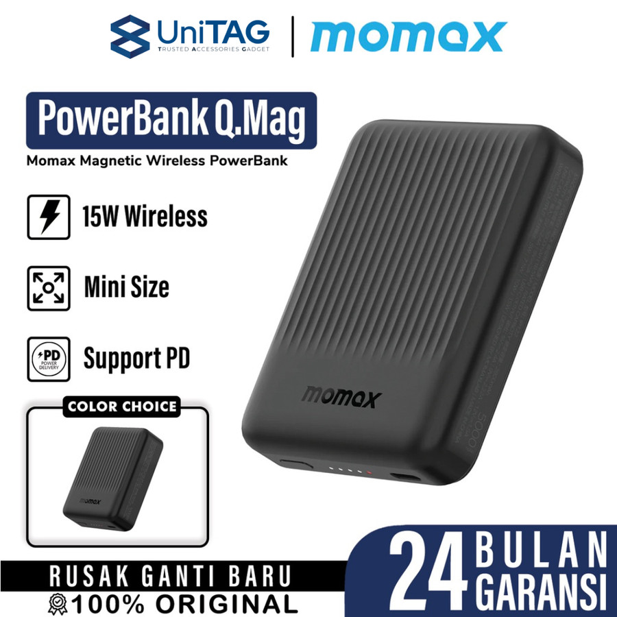 Momax Powerbank Magsafe Mini 10000mAh Q.Mag Minimal 2 - Black IP123D