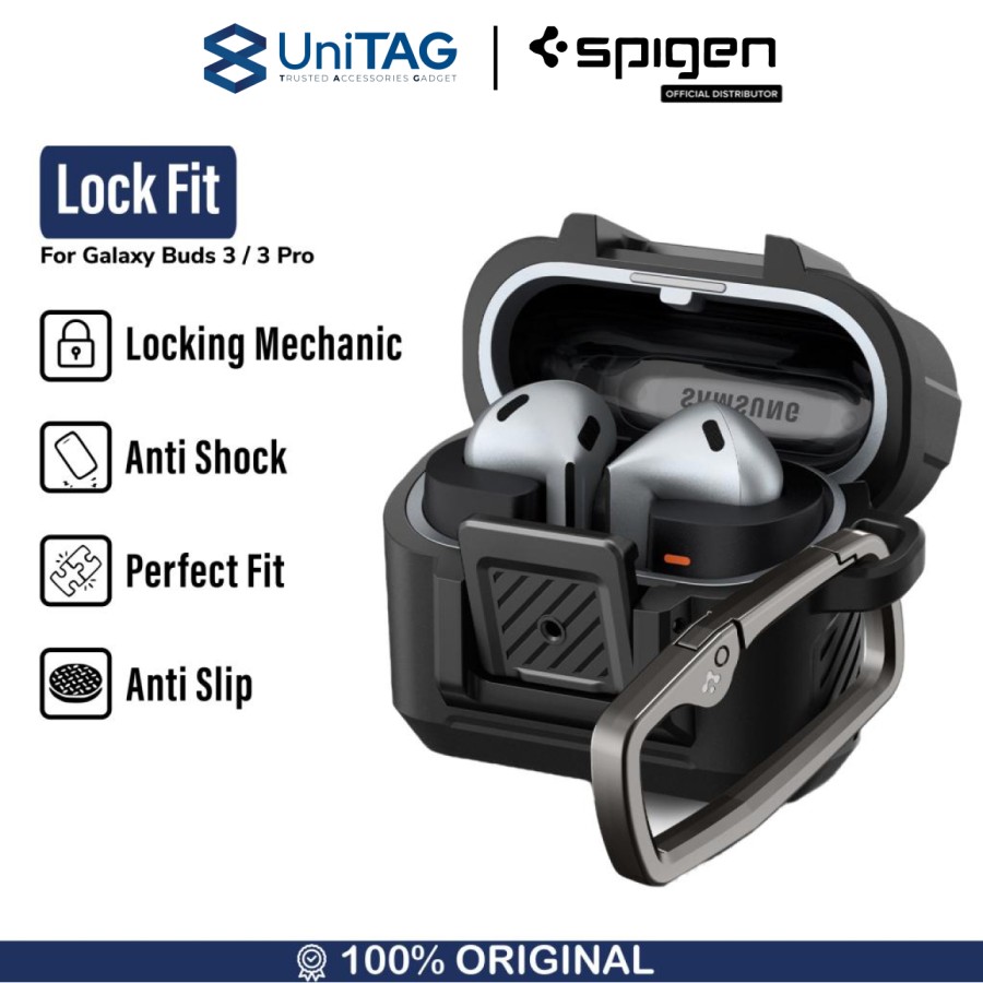 Spigen Galaxy Buds 3 FE / 3 / 3 Pro Case Lock Fit - Matte Black ACS08332