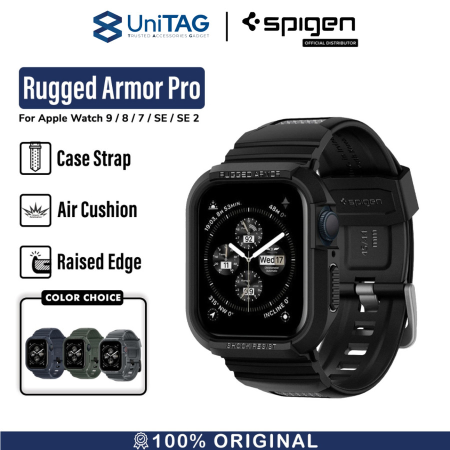 Spigen Apple Watch 41mm / 40mm (Series 9 / 8 / 7 / 6 / 5 / 4 / SE 2 / SE 1) Case Strap Rugged Armor Pro - Black ACS00546