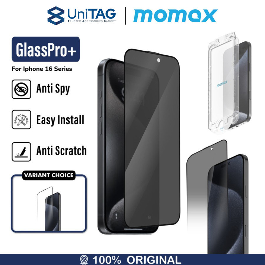 Momax iPhone 16 Pro Max Tempered Glass Privacy GlassPro+ HD - Privacy Black PZAP24DIVXLD