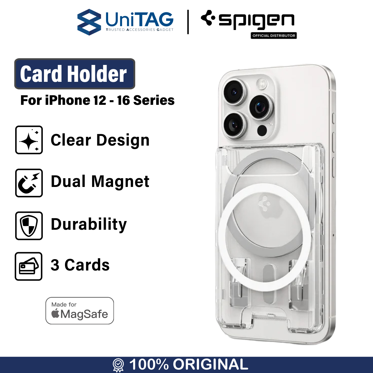 Dompet Kartu Card Holder MagSafe Spigen Tintap Magnetic Wallet for iphone 16 15 14 13 12 Pro Max Plu