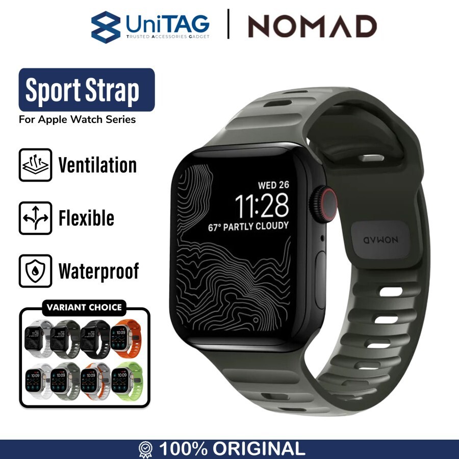 Nomad Apple Watch 49mm / 46mm / 45mm / 44mm / 42mm (Series 3 / 2 / 1) Strap Sport Band - Ash Green NM01132585