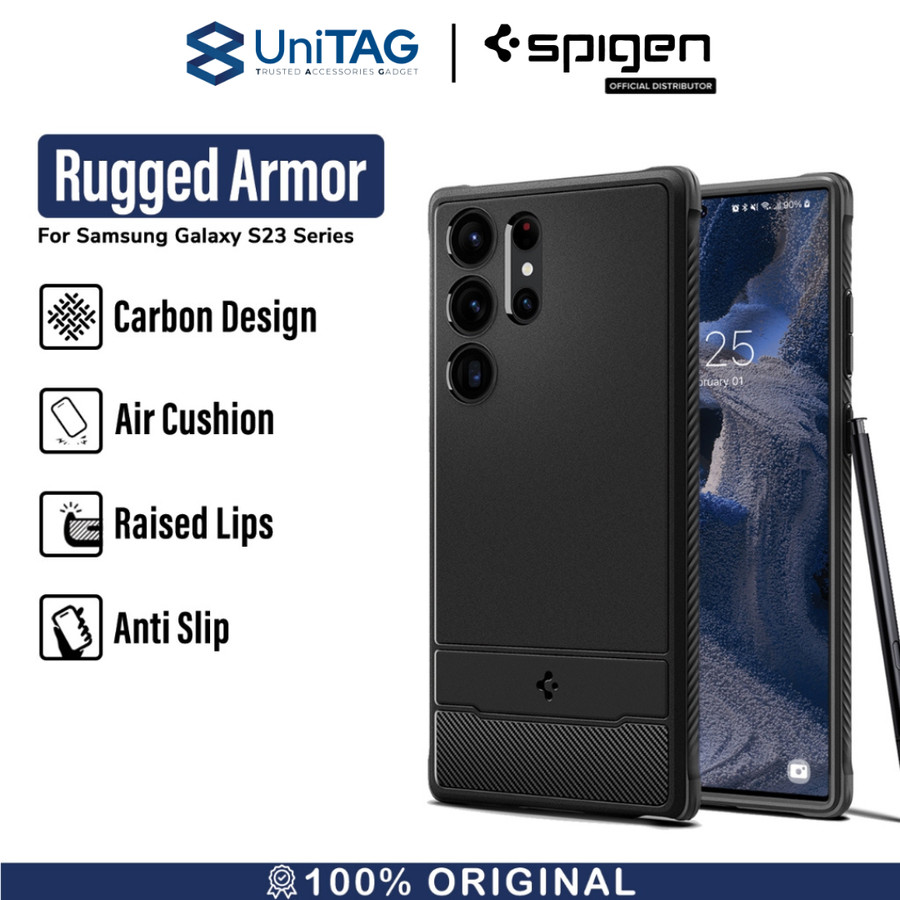 Spigen Galaxy S23 Ultra Case Rugged Armor - Matte Black ACS05613