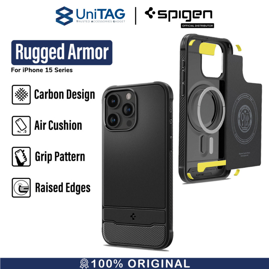 Spigen iPhone 15 Pro Max Case Magsafe Rugged Armor MagFit - Matte Black ACS06561
