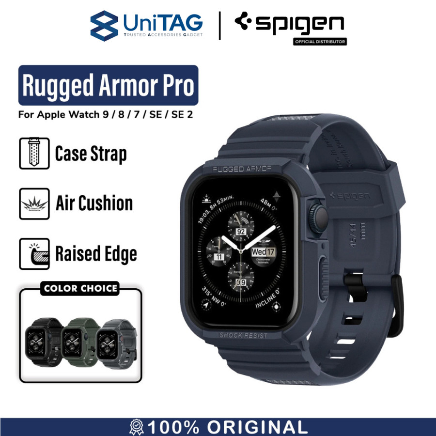 Spigen Apple Watch 45mm / 44mm (Series 9 / 8 / 7 / 6 / 5 / 4 / SE 2 / SE 1) Case Strap Rugged Armor Pro - Charcoal Gray ACS00819
