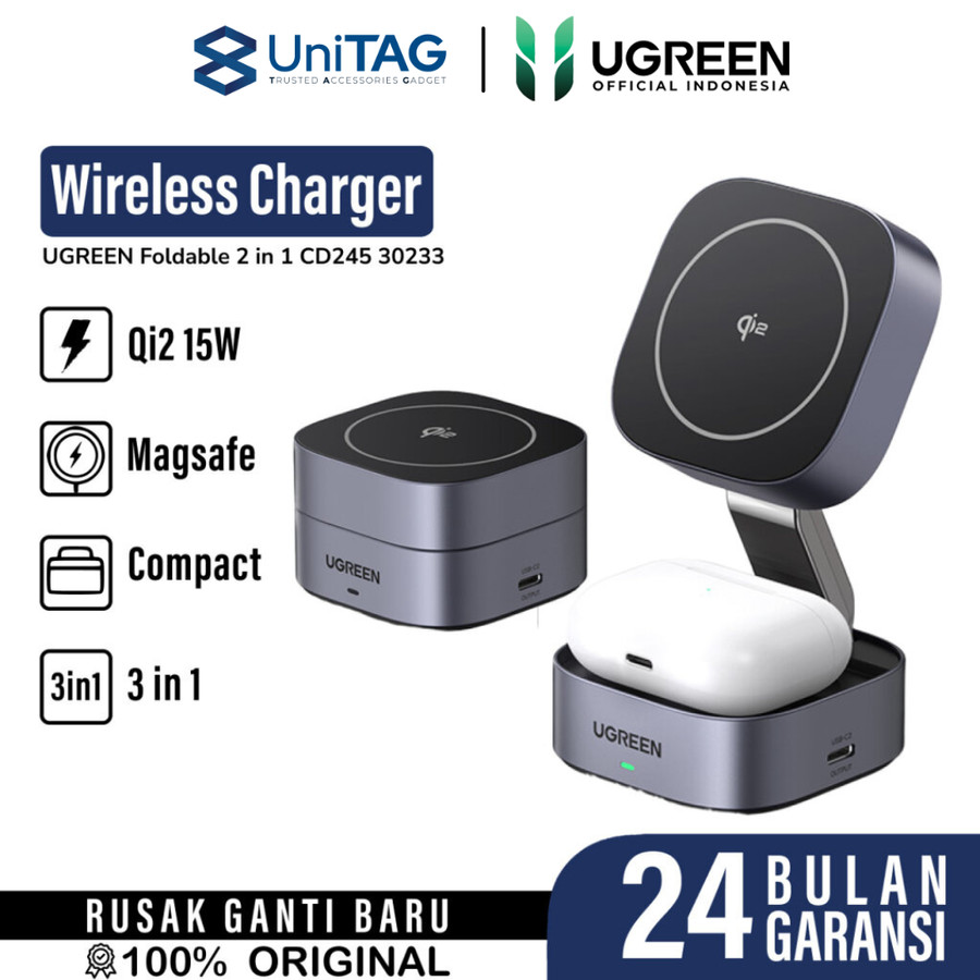 UGREEN Magsafe Wireless Charger Foldable 2 in 1 15W Qi2-Certified - W702 35316