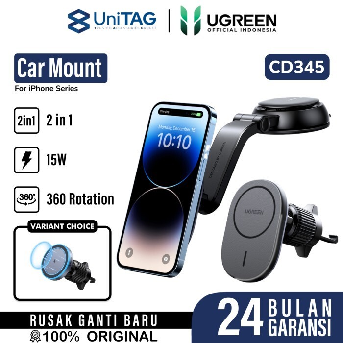 UGREEN Car Charger Air Vent / Dashboard Magsafe 15W - Black CD345 15120