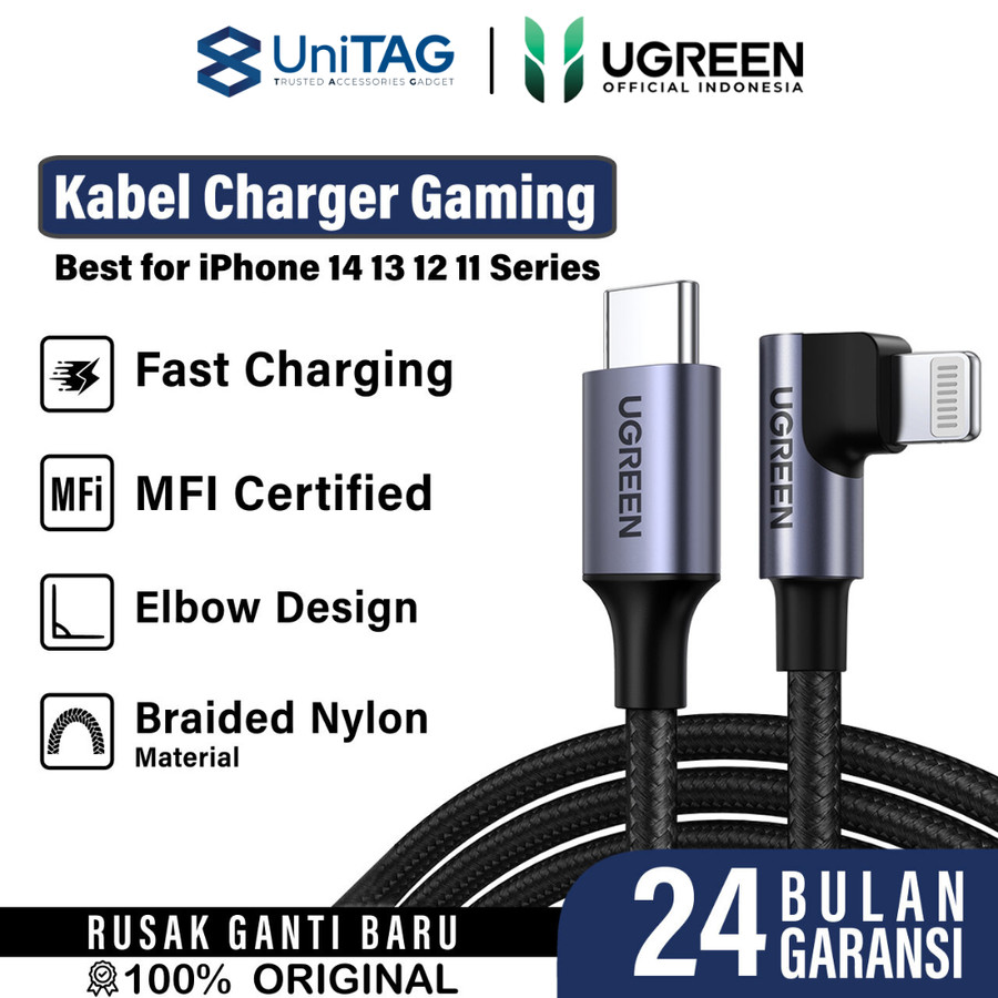 Cable Gaming 90 USB C / A to iPhone Lightning MFI UGREEN Fast Charging