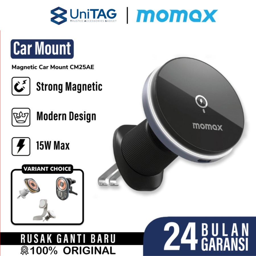 Momax Car Charger Air Vent / AC Magsafe 15W Q.Mag Mount 5 - Black CM25AE