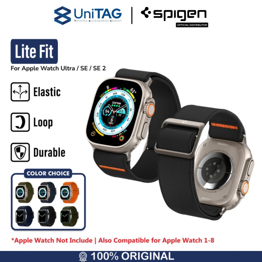 Spigen Apple Watch 49mm / 46mm / 45mm / 44mm / 42mm (Series 3 / 2 / 1) Strap Watch Lite Fit Ultra - Black AMP05983