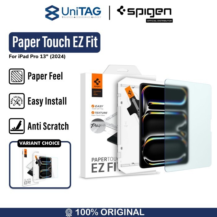 Spigen iPad Pro 13" (2025 / 2024) Screen Protector with Tray 1 Pack Paper Touch EZ Fit - Transparency AGL07794