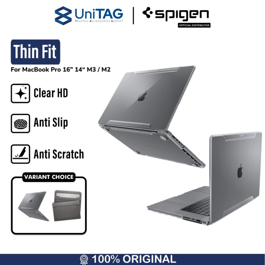 Spigen Macbook Pro 16" M4 (2024) / M3 (2023) / M2 (2023) / M1 (2021) Case Thin Fit - Crystal Clear ACS04210