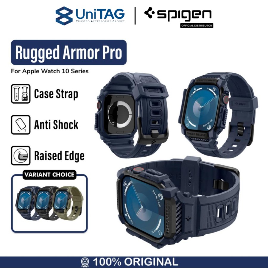Spigen Apple Watch 10 (42mm) Case Strap Rugged Armor Pro - Navy Blue ACS08592