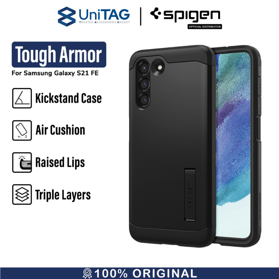 Spigen Galaxy S21 FE Case Stand Tough Armor - Black ACS03059