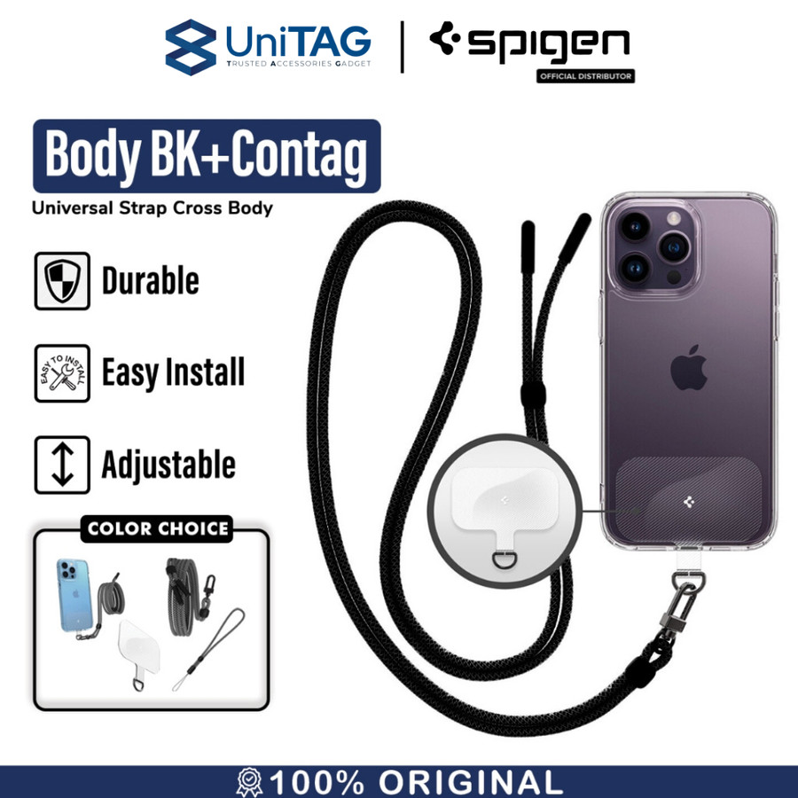 Spigen Strap + ConTag Universal Cross Body Strap Set - Black AFA06260