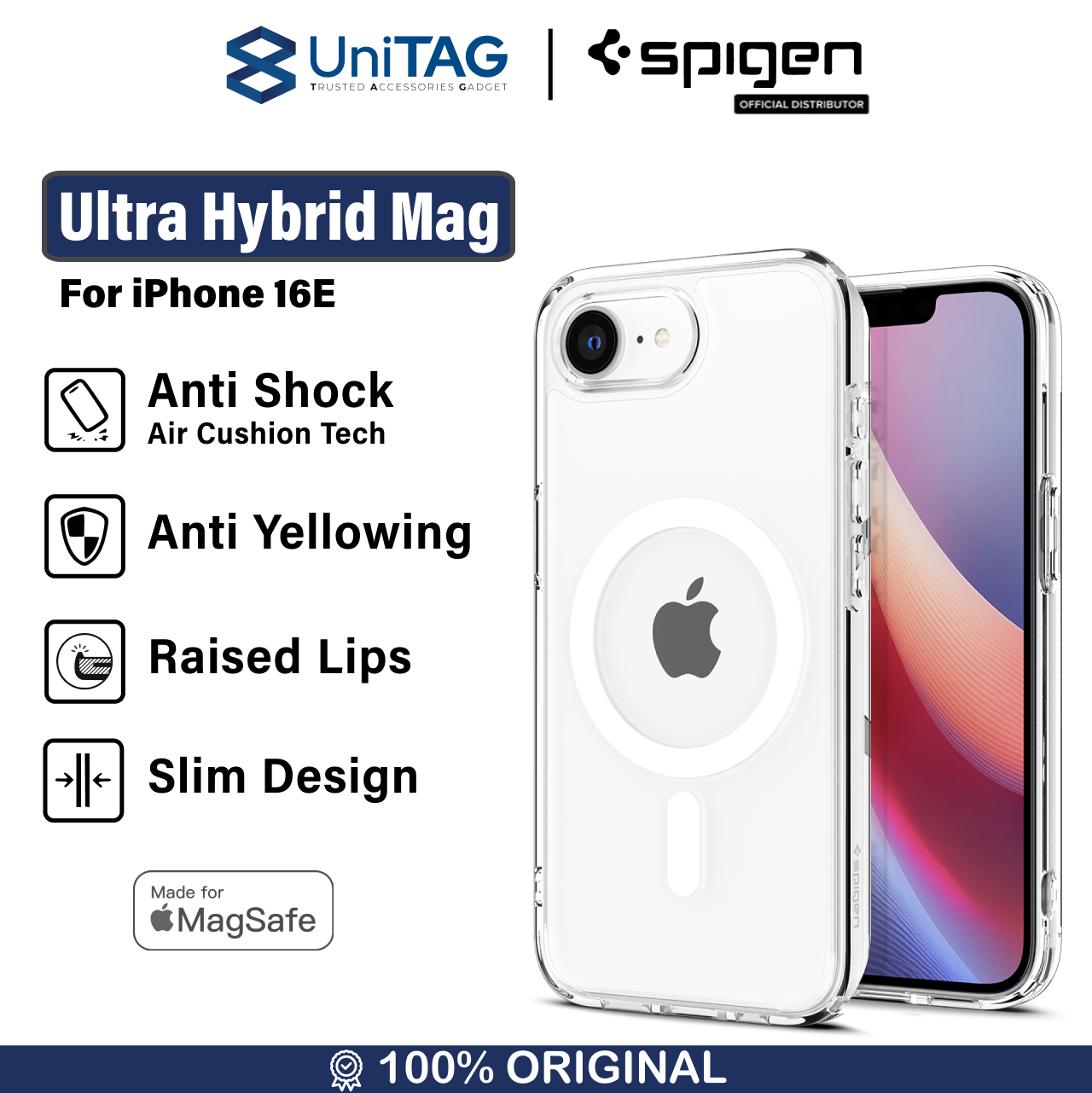 Spigen iPhone 16e Case Magsafe Ultra Hybrid MagFit - Clear White ACS09139-1