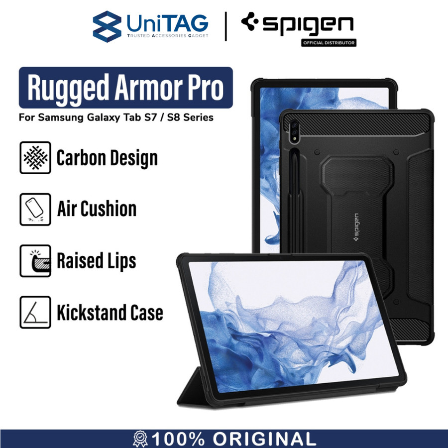 Spigen Galaxy Tab S8 Plus / S7 Plus Case Rugged Armor Pro - Black ACS01607