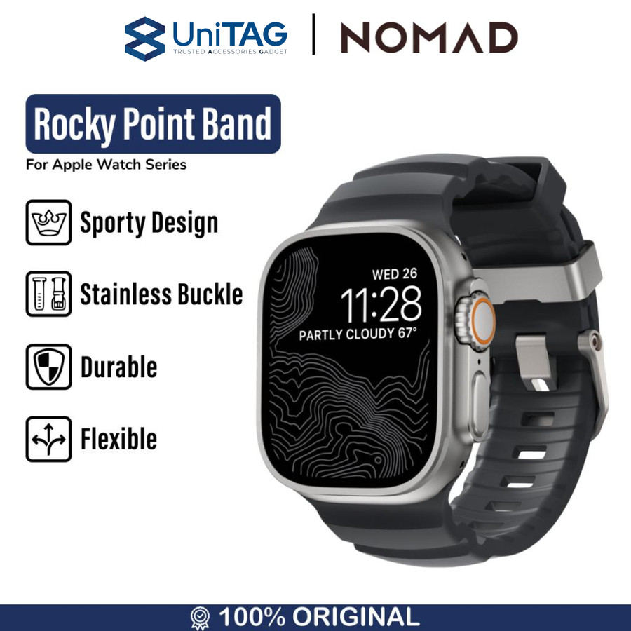 Nomad Apple Watch 49mm / 46mm / 45mm / 44mm / 42mm (Series 3 / 2 / 1) Strap Rocky Point Band - Storm Natural Hardware NM013596858