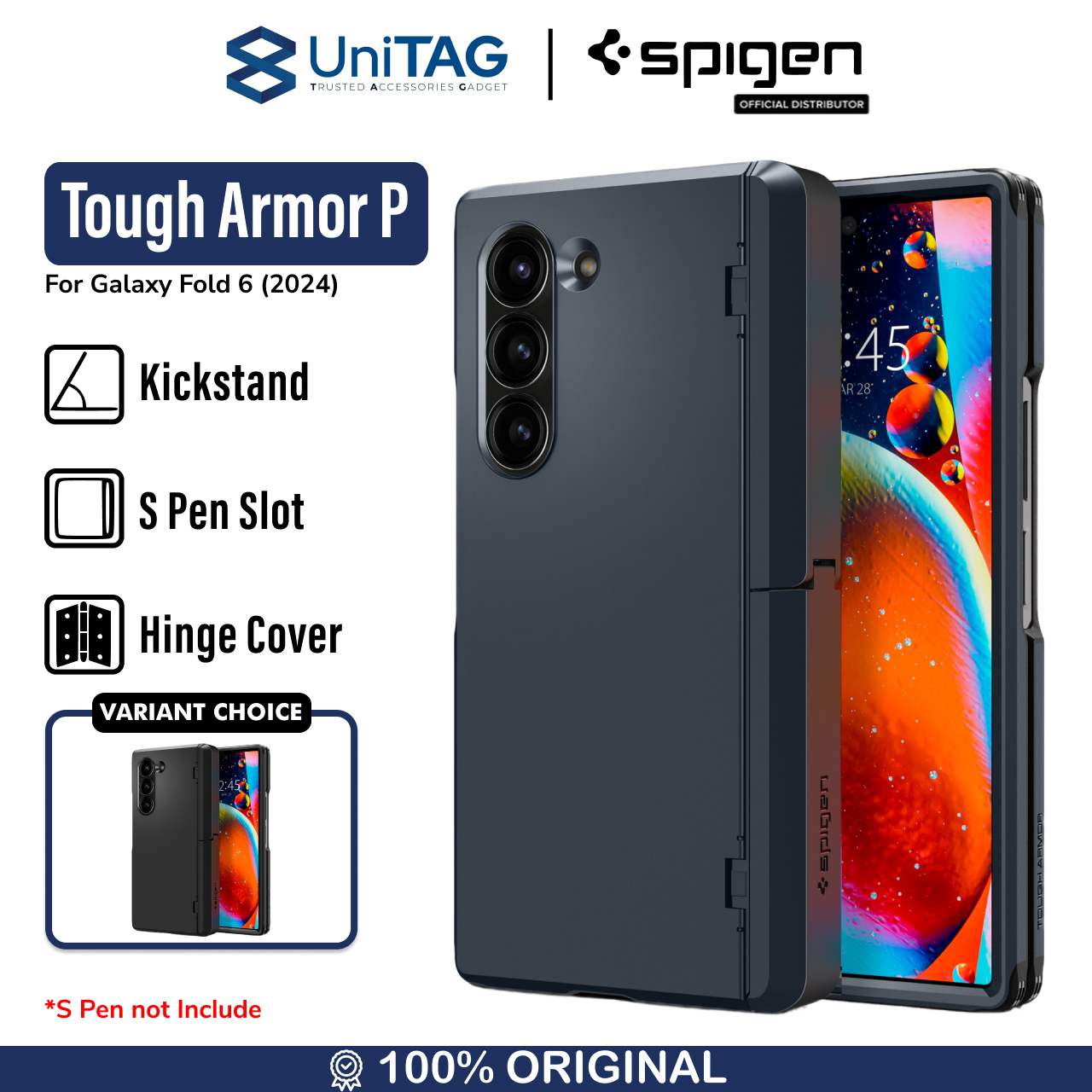 Spigen Galaxy Z Fold 6 Case Tough Armor Pro P - Metal Slate ACS08287
