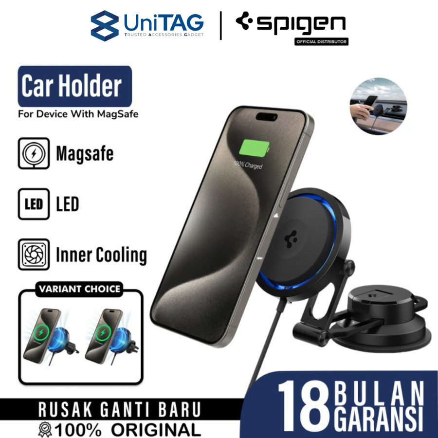 Spigen Car Holder Wireless Charger Magsafe Air Vent OneTap Pro 3 Cryomax - Black ITS12WC ACP07082-1
