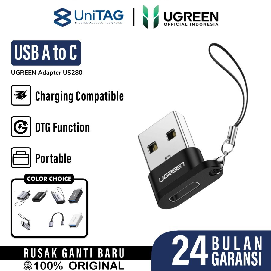 UGREEN Adapter OTG USB A (Male) to USB C (Female) - Black US280 50568