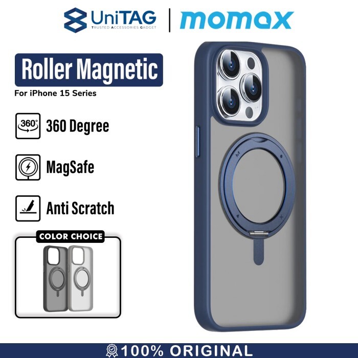 Momax iPhone 15 Pro Max Case Magsafe Stand CaseForm Roller Magnetic - Blue MRAP23XLB