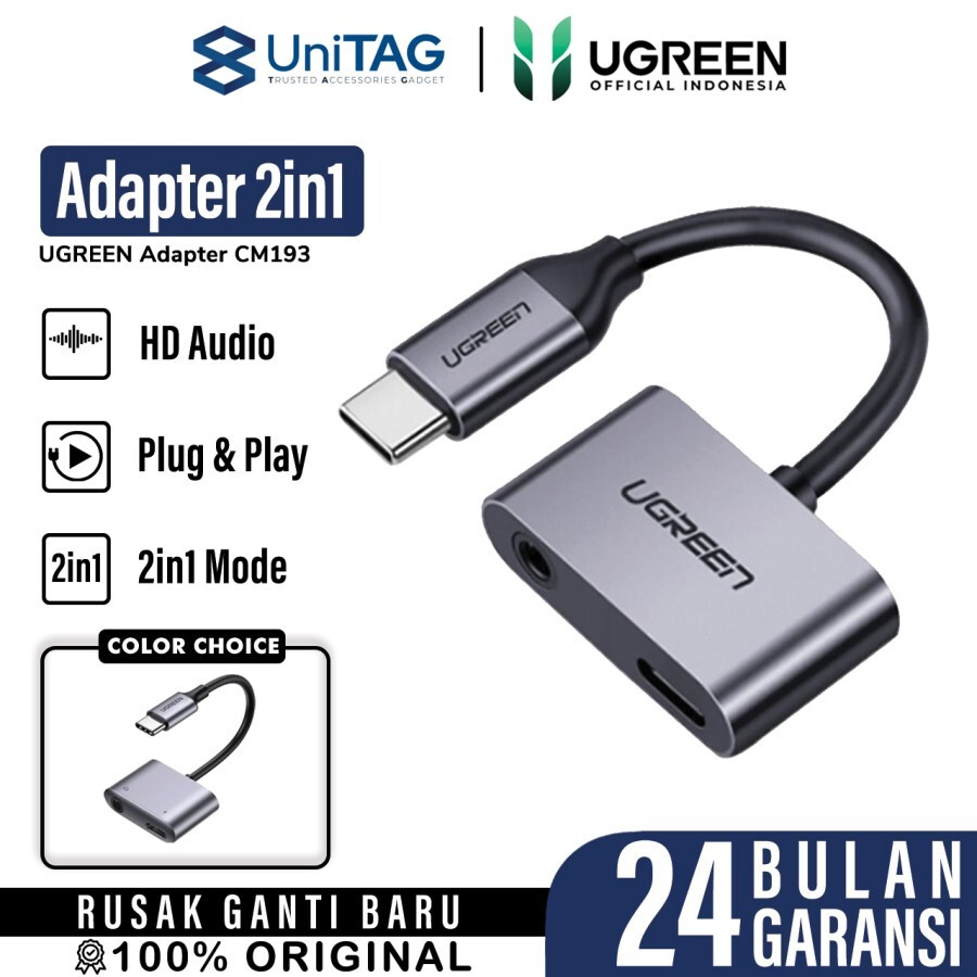 UGREEN Adapter Audio USB C to 1C / Jack 3.5mm - Gray CM193 50596