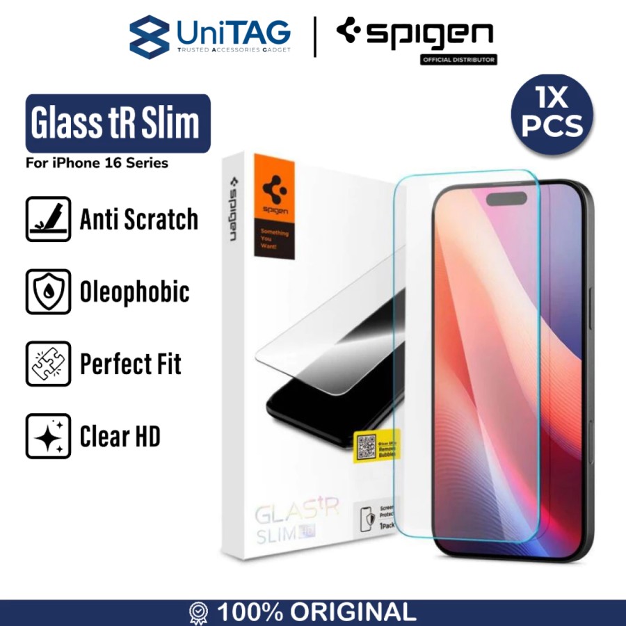 Spigen iPhone 16 Pro Max Tempered Glass 1 Pack GlastR Slim HD - Transparency AGL07916 (Offline SKU)