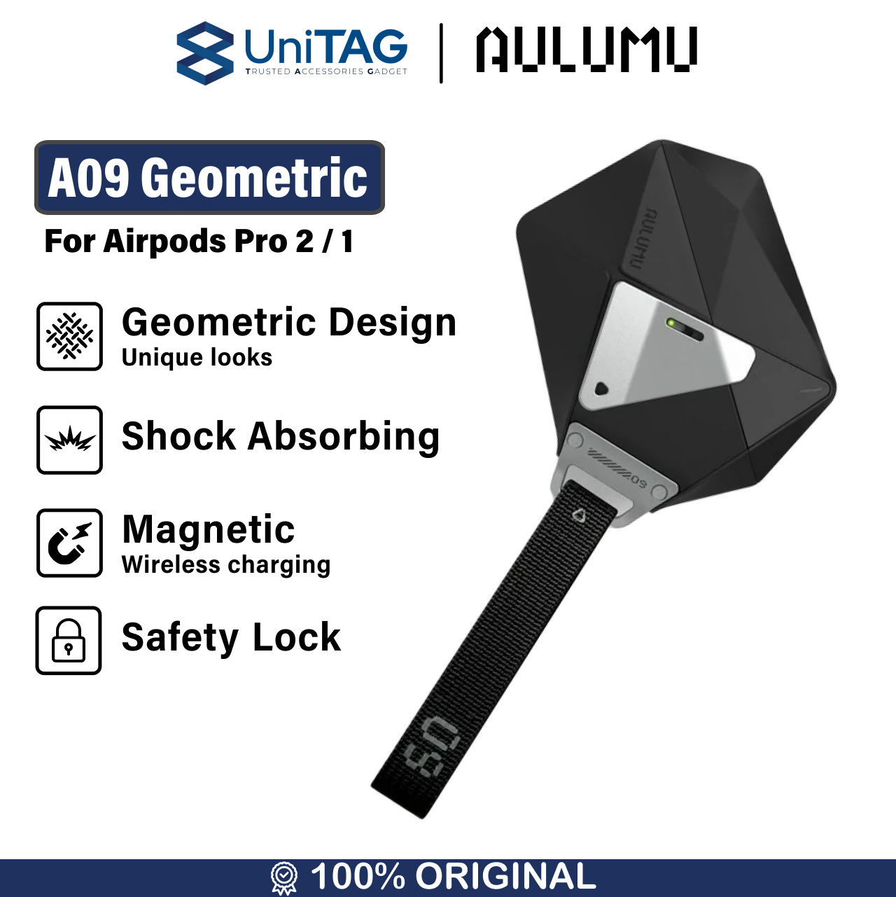 Aulumu Airpods Pro Case A09 Geometric - Black UA-A09-BK