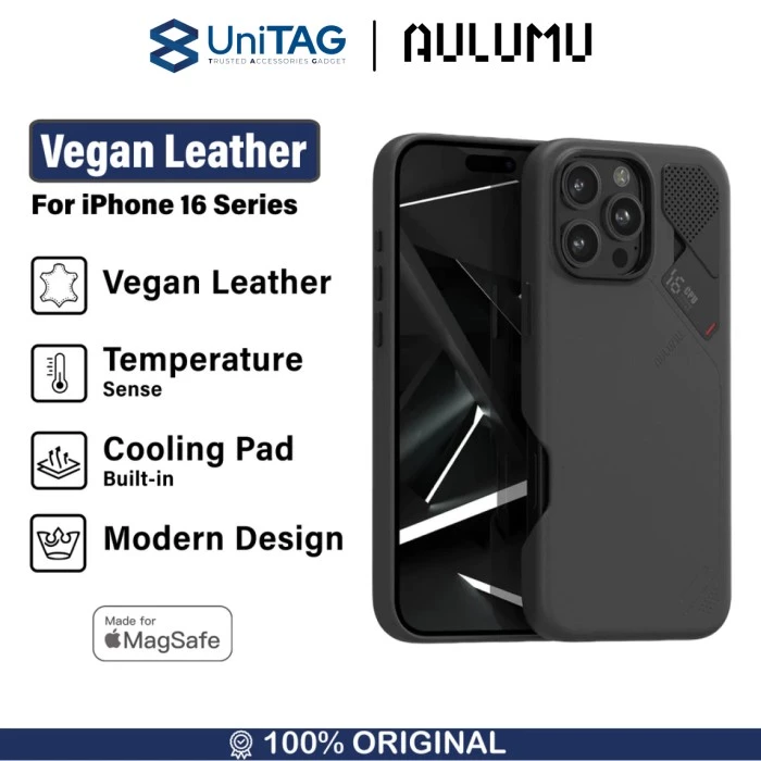 Aulumu iPhone 16 Pro Case Vegan Leather - Black A16-PU-BK-PRO