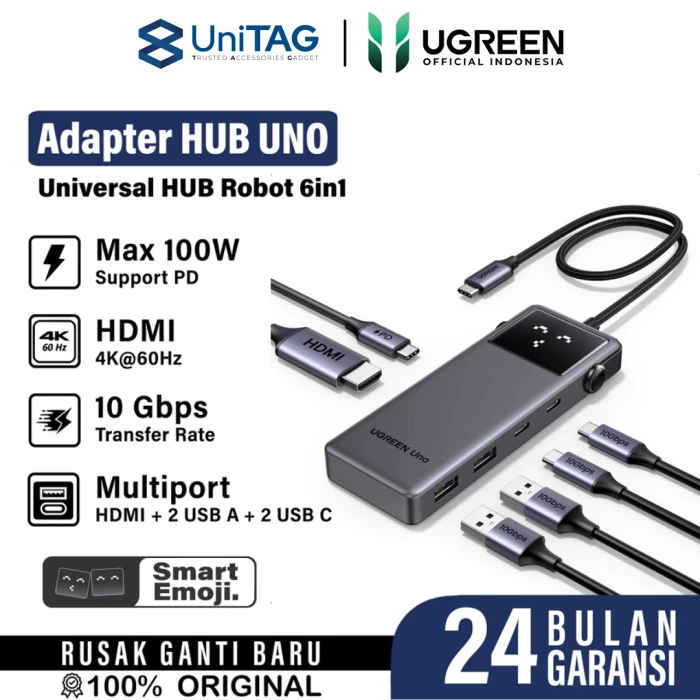 UGREEN Hub 6 in 1 USB C to 2A 2C HDMI PD Uno - CM888 35998