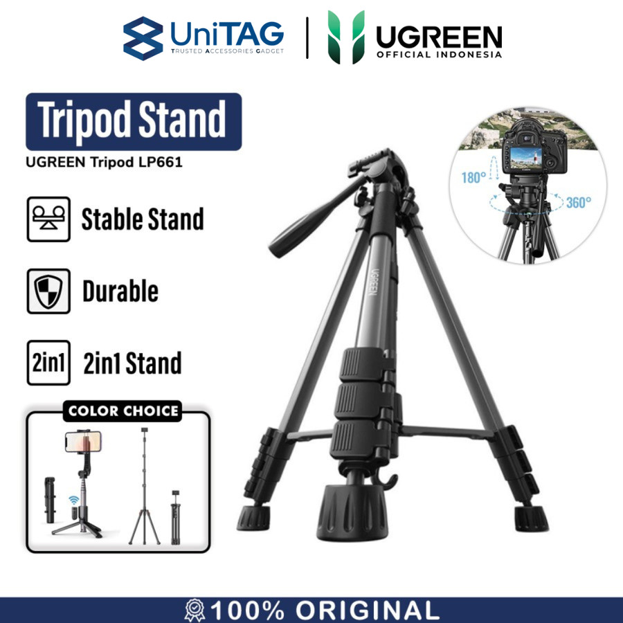 UGREEN Tripod HP Stand Handphone Adjustable Holder - Black LP585 15181-1