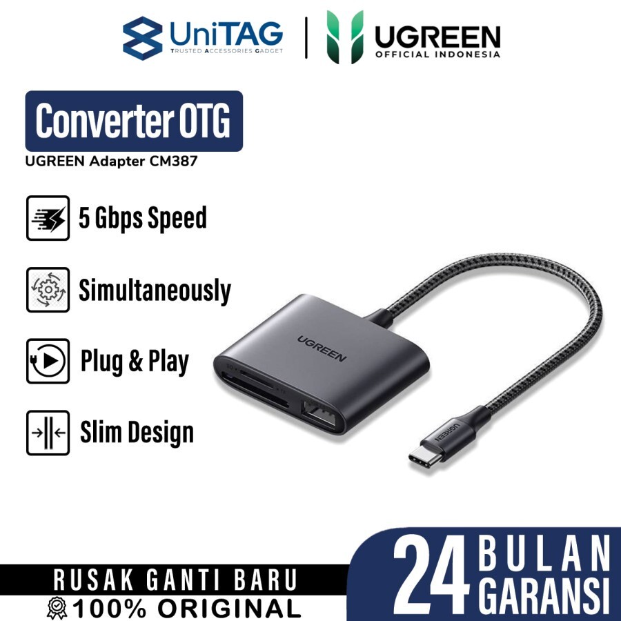 Card Reader 3 in 1 USB Type C to USB A 2.0/SD/TF UGREEN Converter OTG