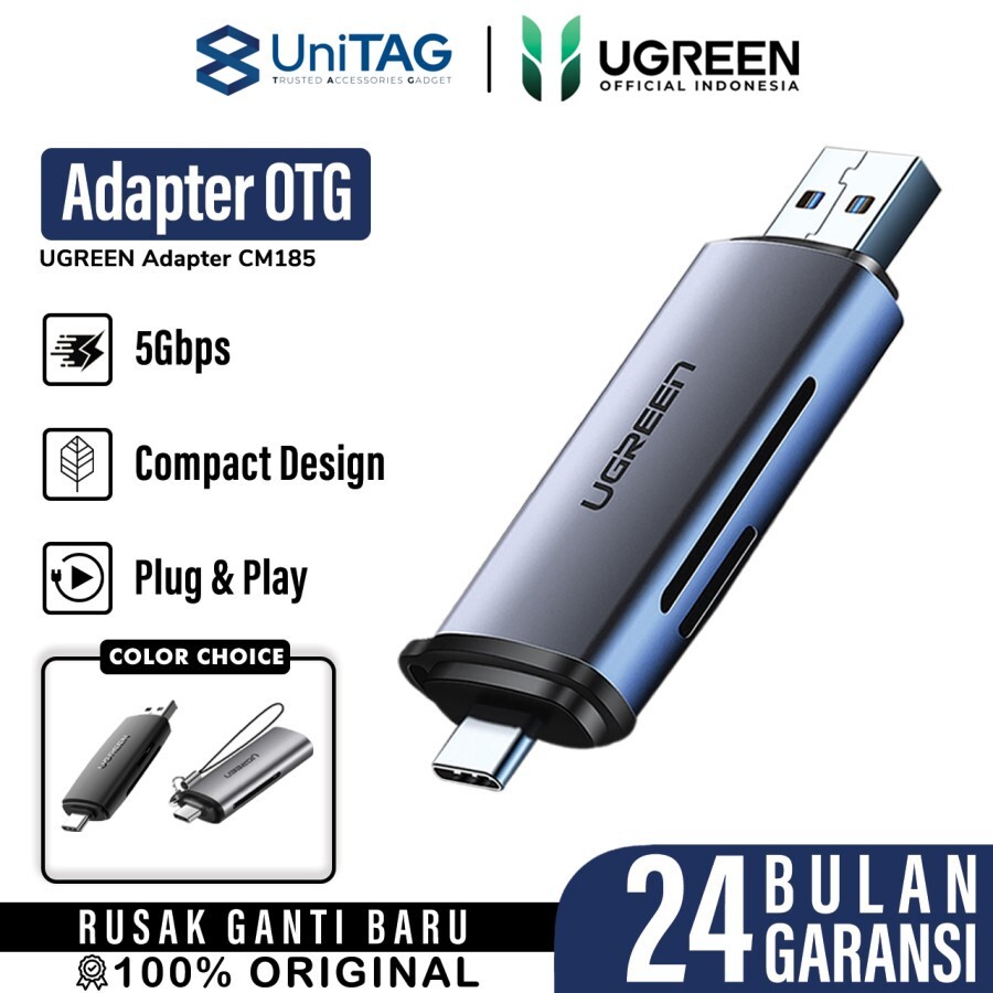 UGREEN Card Reader USB A / C to 1SD 1TF - Gray CM185 50706