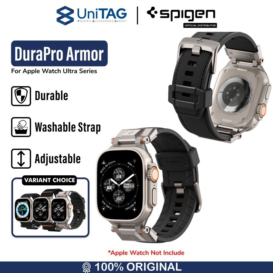 Spigen Apple Watch 49mm / 46mm / 45mm / 44mm / 42mm (Series 3 / 2 / 1) Strap Watch DuraPro Armor - Black AMP06065