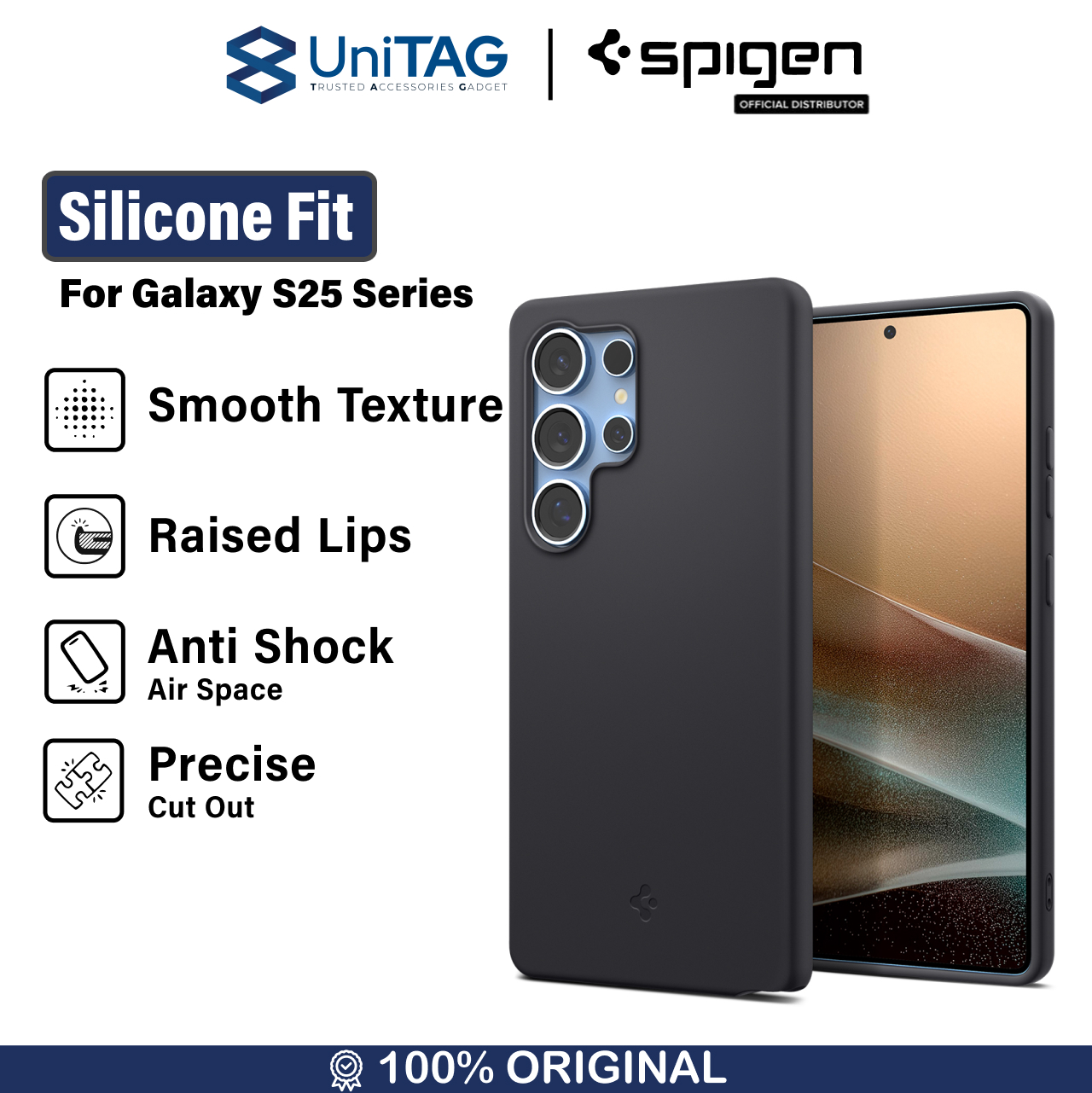 Spigen Galaxy S25 Ultra Case Magsafe Silicone Fit MagFit - Black ACS09017