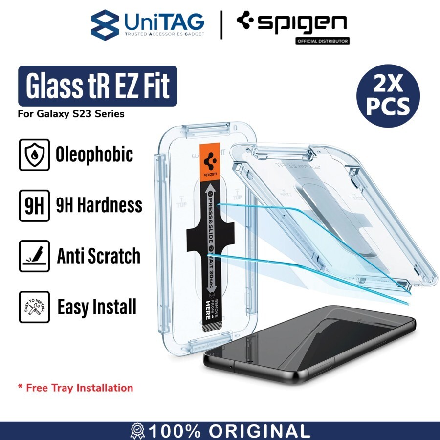 Spigen Galaxy S23 Tempered Glass with Tray 2 Pack GlastR EZ Fit - Transparency AGL05958-1
